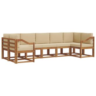 vidaXL Conjunto De Sof&aacute;s De Exterior Con Coj&iacute;n 7 Pcs Natural Y Beige Vidaxl