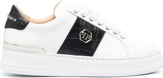 Philipp Plein leather logo-plaque sneakers - unisex - Calf Leather/Rubber/Calf Leather - 36 - White