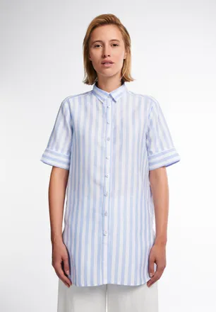 Eterna Hemdbluse ETERNA LOOSE FIT, Damen, Gr. 42, blau (hellblau), 59% Baumwolle, 41% Leinen, normal, Blusen Hemdbluse