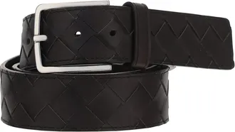 Bottega Veneta Mens Leather Belt Fondant Silver Calf