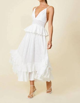 Line & Dot Lotus Eyelet Maxi Dress In White