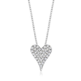 RS Pure by Ross-Simons Pave Diamond Heart Necklace in Sterling Silver