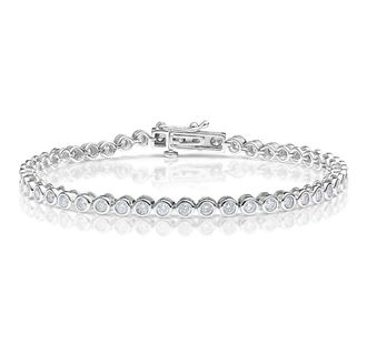 The Diamond Store Diamond Tennis Bracelet Rubover Style 3.00ct 9K White Gold