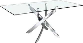 Angel Cerd&aacute; Mesa comedor rectangular cristal templado y acero cromado