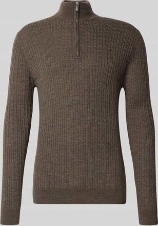 Matinique Strickpullover mit Troyer-Kragen Modell mason in Dunkelbraun, Größe XXL