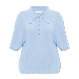 Gestuz V-neck Knitwear, female, Blue, Size: S GZalpha Polo