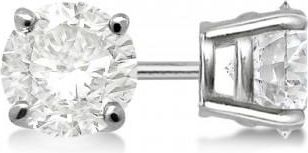 Allurez Round Diamond Stud Earrings 4-Prong Basket Setting In Platinum