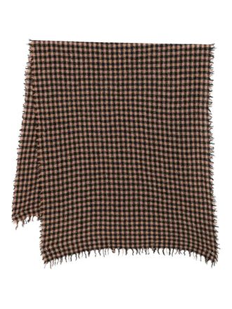Faliero Sarti checkered scarf - unisex - Wool/Cashmere/Silk/Nylon - One Size - Black