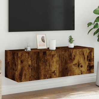 vidaXL Vidaxl - Mueble De Tv De Pared Con Luces Led Roble Ahumado 100x35x31 Cm
