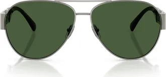 Versace 61mm Pilot Sunglasses in Gunmetal /Dark Green at Nordstrom