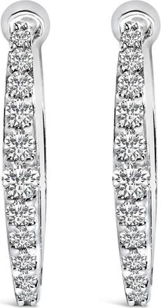 House of Brilliance 10K White Gold 1/4 Cttw Lab Grown Diamond Heart Shaped Huggy Hoop Earrings