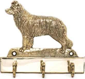 OEM Border Collie: Un Colgador De Llaves Con Un Perro, Un Soporte De Lat&oacute;n Para Accesorios Para Perros, Una Elegante Decoraci&oacute;n Para El Pasillo De Art-dog