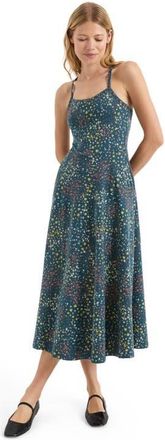Pact Fit & Flare Midi Dress Made With Organic Cotton in Deep Aqua Flower Fields at Nordstrom, Size Xx-Large