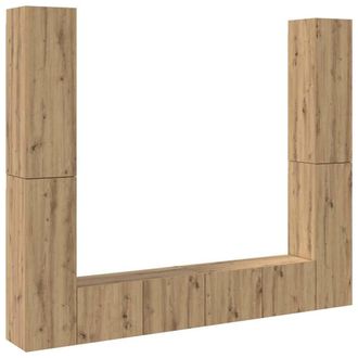 Berkfield Home Wall Mounted TV cabinets 6 pcs Artisan Oak Engineered Wood in Brown