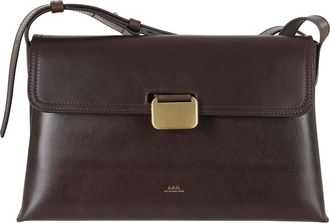 A.P.C. Rectangular Brown Leather Shoulder Bag With Gold Hardware