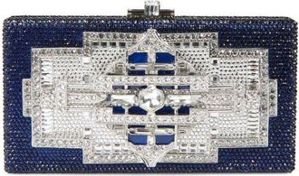 Judith Leiber Lillian Sleek Crystal Embellished Clutch in Silver Dark Indigo Multi at Nordstrom