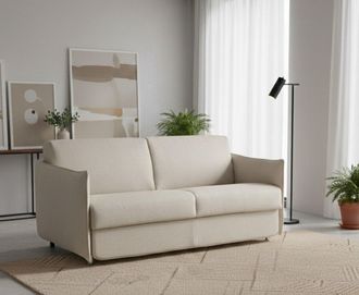 Dmora Sof&aacute; Fijo 2 Plazas Proserpina, Sof&aacute; Lineal Para Sal&oacute;n, Acolchado, Desenfundable, Calidad 100% Made In Italy, 180x95 H90 Cm, Beige - Dmora