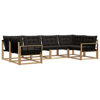 vidaXL Conjunto De Sof&aacute;s De Exterior Con Coj&iacute;n 6 Pcs Blanco Y Negro Vidaxl