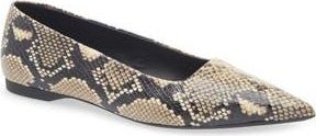 Vagabond Hermine Snakeskin Print Leather Flat in Beige/Black at Nordstrom Rack, Size 7Us / 37Eu