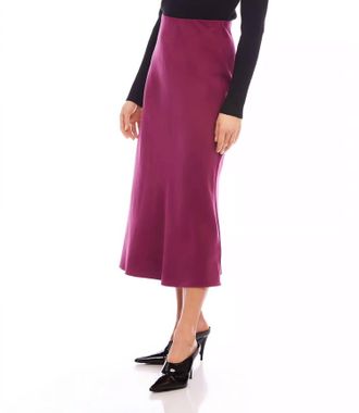 Karen Kane Bias Cut Midi Skirt In Wine