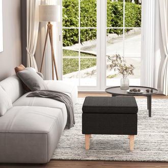 vidaXL Poggiapiedi Con Gambe In Legno Nero In Tessuto Vidaxl