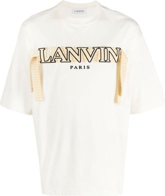 Lanvin embroidered cotton T-shirt - men - Polyester/Cotton - L - Neutrals