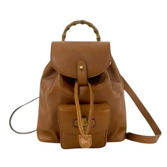 Gucci Pre-owned Backpacks, female, Brown, Size: ONE SIZE Pre-owned Leather Backpack