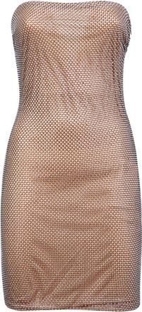 Genny Rhinestone Mesh Mini Dress - Dames - Korte kleedjes - Zwart - M - Polyester - Kleedjes