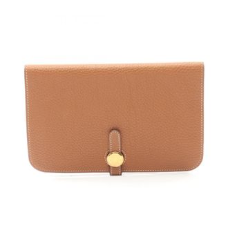 Herm&egrave;s Brown Taurillon Clemence Leather Long Wallet (Bi-Fold) (Pre-Owned)