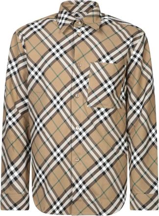 Burberry Bruine Overhemden Upgrade Stijlvolle Klassieke Look - Heren - Casual Overhemden - Bruin - M - Katoen - Overhemden