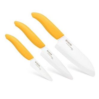 Kyocera Advanced Ceramics 3 Piece Revolution Series Knife Set in Yellow at Nordstrom