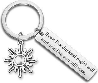 Generic Les Miserables Quote Keychain Even The Darkest Night Will End And The Sun Will Rise Hope Motivational Jewelry Recovery Gift (Sun Rise Keychain)