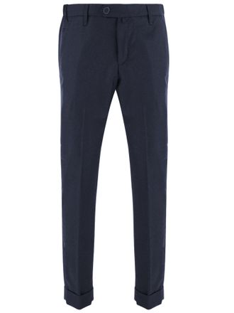 Jacob Cohen Navy Tailored Cuffed Stretch Wool Formal Pants