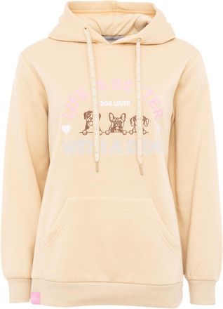 Zwillingsherz Hoodie ZWILLINGSHERZ Dog Life, Damen, Gr. L/XL, beige, Sweatware, Obermaterial: 80% Polyester, 20% Baumwolle, Sweatshirts Hoodie, Mini-Me,mit gestickt