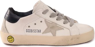 Golden Goose Scarpe da ginnastica Golden Goose Super Star Tomaia e tallone in pelle scamosciata Stella e sperone Bianco/Ghiaccio/Blu Navy