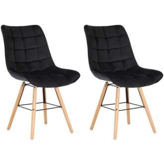 Clp Set De 2 Sillas De Comedor Leni En Terciopelo Negro
