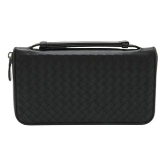 Bottega Veneta Pre-owned Clutches, male, Black, Size: ONE SIZE Pre-owned Intrecciato Leather Long Wallet