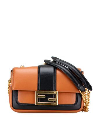 Fendi 2010-2025 Mini Bicolor Nappa Apolo Chain Baguette shoulder bag - women - Nappa Leather - One Size - Black