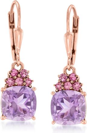 Ross-Simons Amethyst and. Rhodolite Garnet Drop Earrings in 18kt Rose Gold Over Sterling