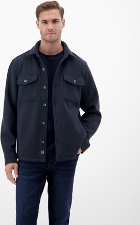 Lerros Langarmhemd LERROS Urban-Style Hemdjacke in Wolloptik, Herren, Gr. XXL, Normal- und Kurzgr&ouml;ssen, blau (classic navy), 100% Polyester, Hemden Langarmhe