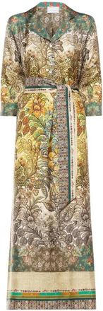 Pierre-Louis Mascia Aloe Zijden Blousejurk - Dames - Maxi kleedjes - Veelkleurig - L - Leer - Kleedjes