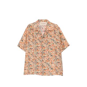 Valentino Floral-print Camp-collar Button-down Silk Shirt