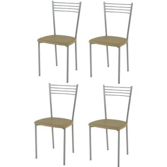 Tommychairs Tommychairs - Set 4 sedie modello Elena per cucina bar e sala da pranzo, struttura in acciaio verniciato color alluminio e seduta imbottita e