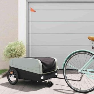 vidaXL Vidaxl - Remolque Para Bicicleta Hierro Negro Y Gris 45 Kg