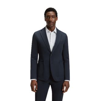 HUGO BOSS Mens Solid Patterned Lapel Collared Blazer in Dark Blue - Size 40 (Chest)