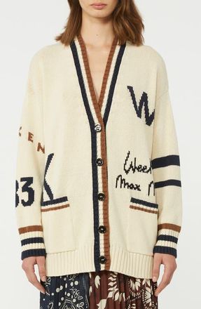 Max Mara Blasone Oversize Jacquard Cardigan in Black at Nordstrom, Size Medium