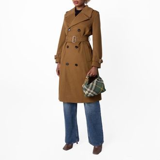 Burberry Womens Belted Cashmere Trench Coat, Brand Size 6 ( US Size 4 )