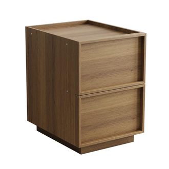 Urban Meuble Mesita de noche moderna efecto roble con 2 cajones sin tiradores