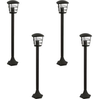 Loops 4 PACK IP44 Outdoor Bollard Light Black Lantern 1x 60W E27 Bulb Lamp Post