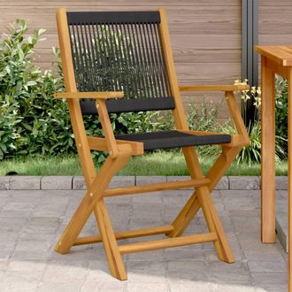 vidaXL Vidaxl - Sillas De Jard&iacute;n 2 Uds Madera Maciza Acacia Polipropileno Negro